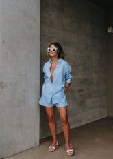 Infinity Cotton Pocketed Shorts - Baby Blue